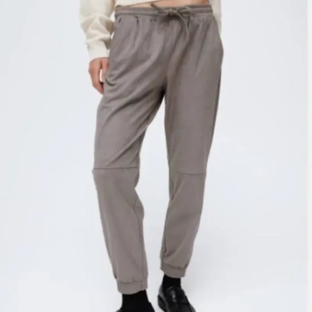Zara Faux Suede Joggers Beige Large